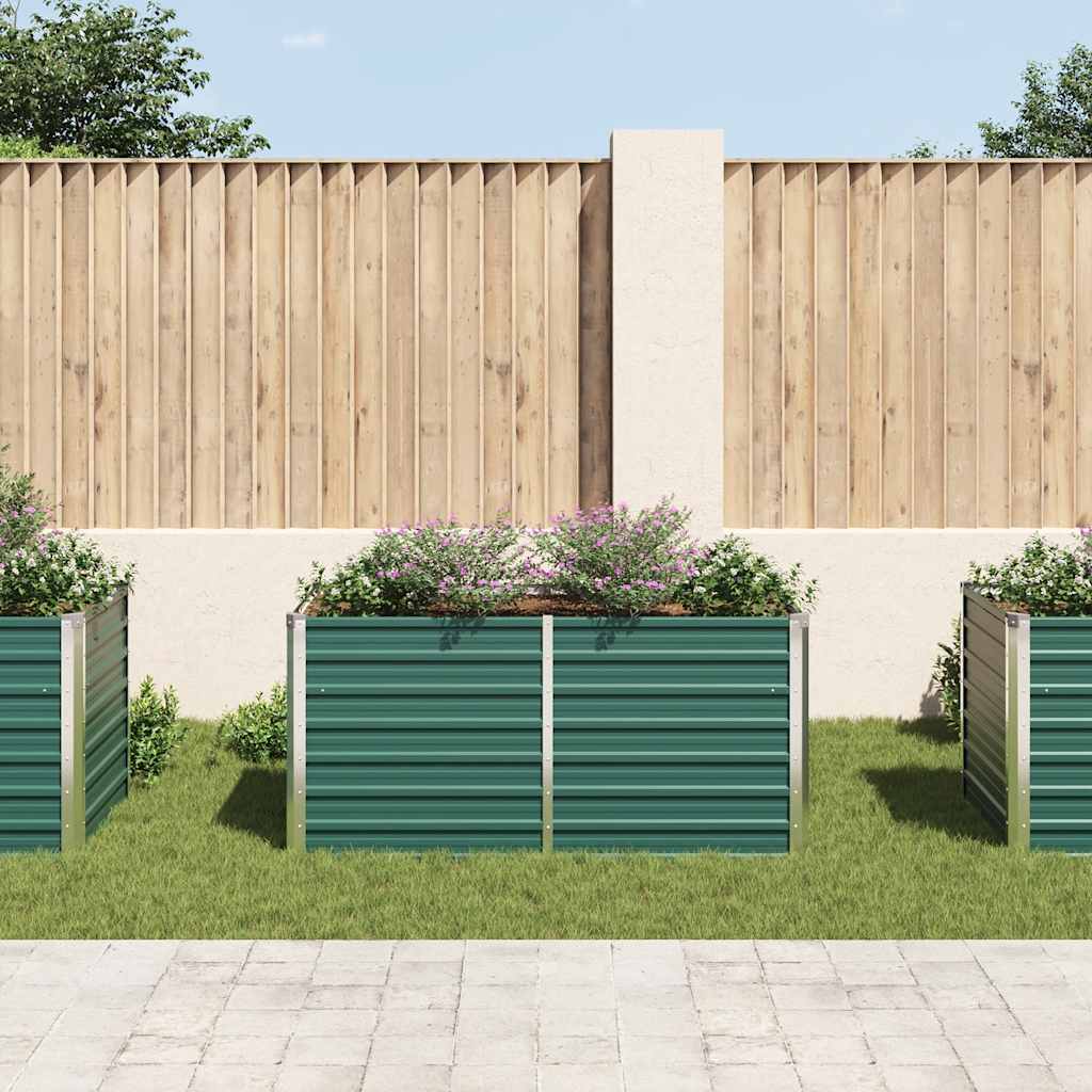 Повдигната леха, 160x80x77 см, поцинкована стомана, зелена - VL47010 - Image 3