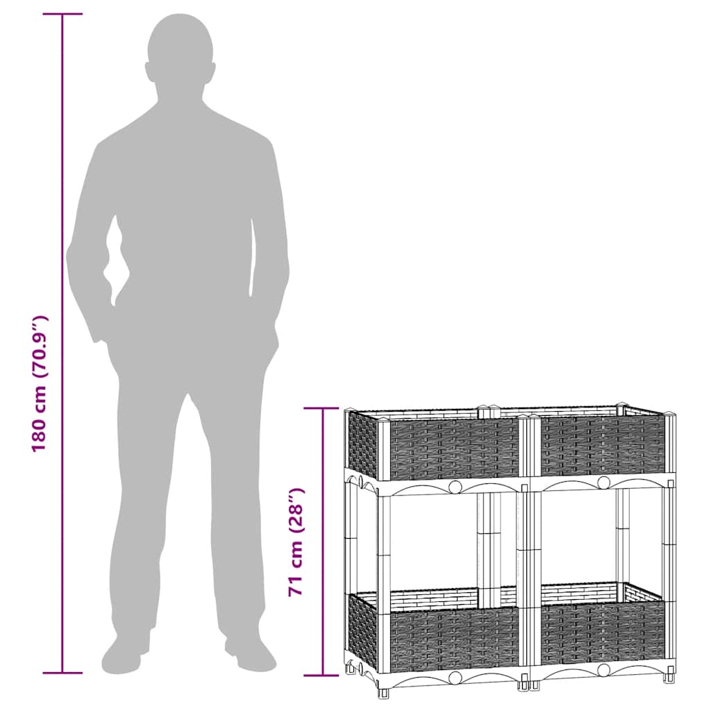 Повдигната леха, 80x40x71 см, полипропилен - VL316535 - Image 8