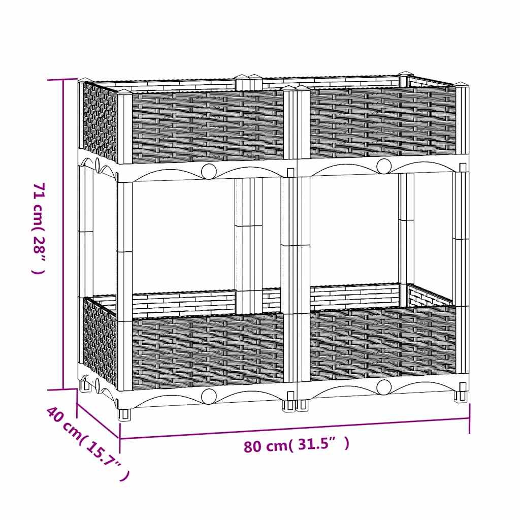 Повдигната леха, 80x40x71 см, полипропилен - VL316535 - Image 7