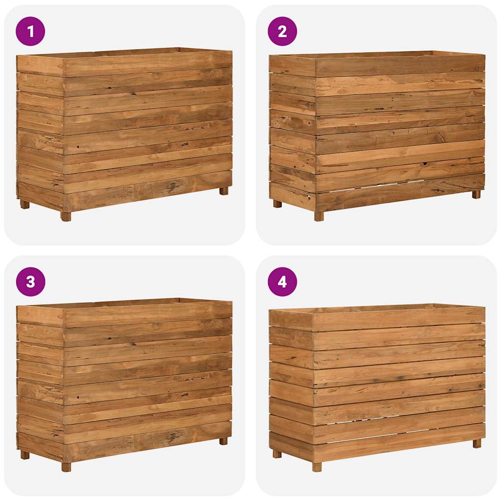 Повдигната леха 100x40x72 см рециклирано тиково дърво и стомана - VL47428 - Thumbnail 10