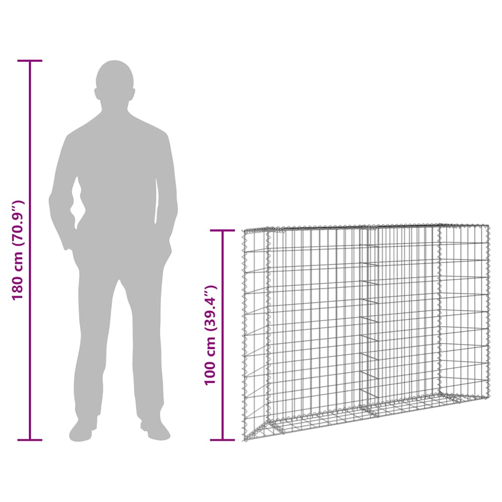 Габион повдигната леха трапец поцинкована стомана 150x20x100 см - VL145654 - Image 11