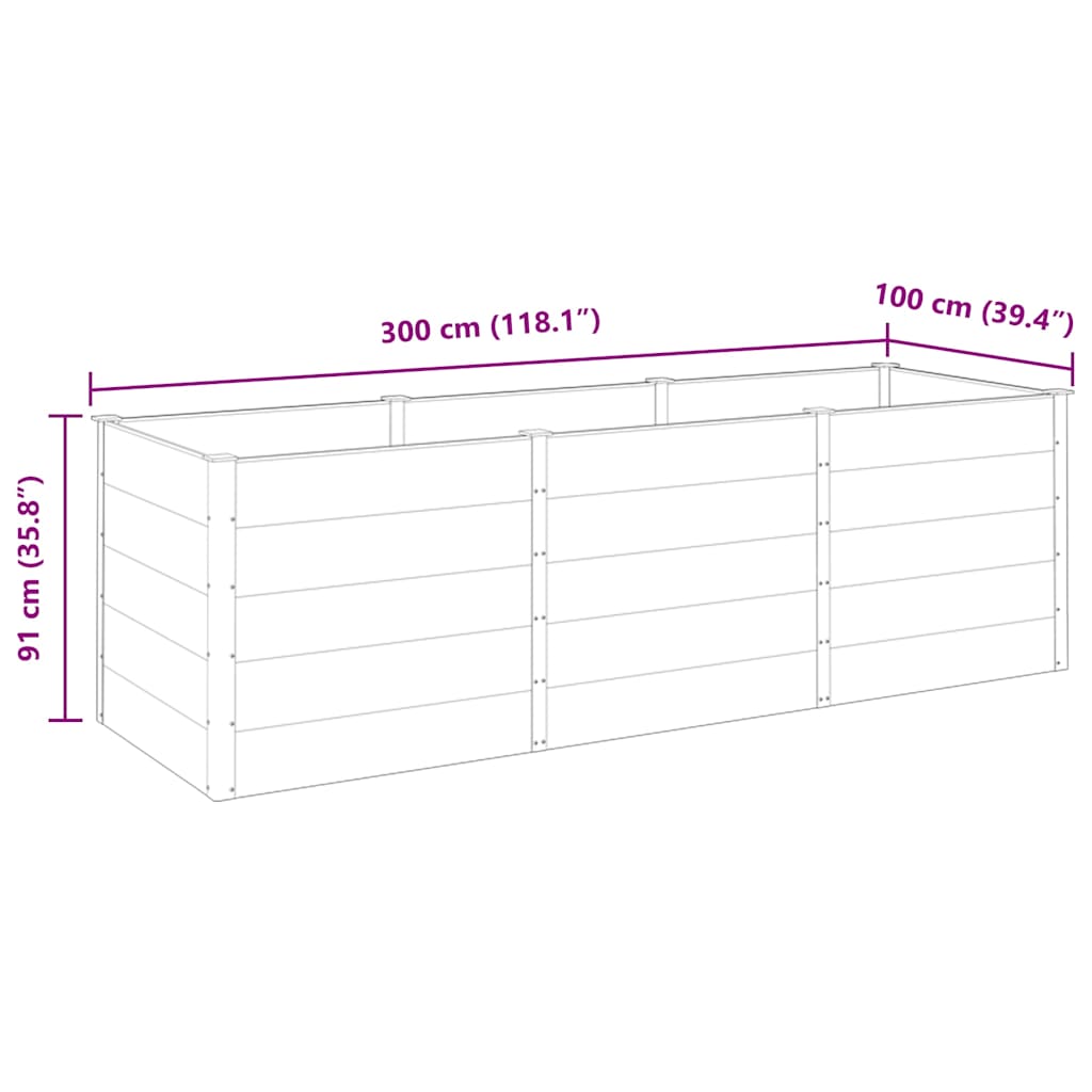 Градинска повдигната леха, 300x100x91 см, WPC, сива - VL318102 - Image 7