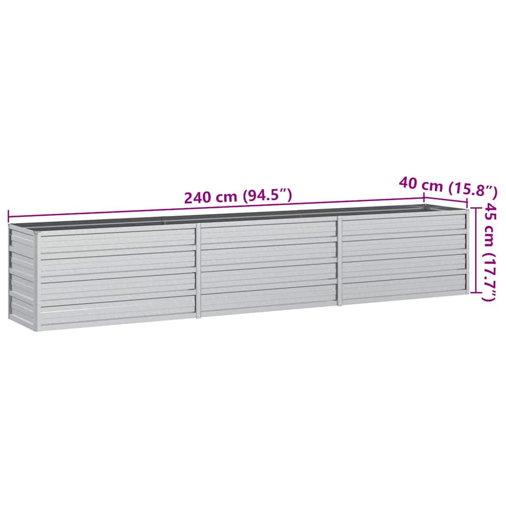 Повдигната градинска леха, 240x40x45 см, стомана, сребриста - VL316889 - Thumbnail 7
