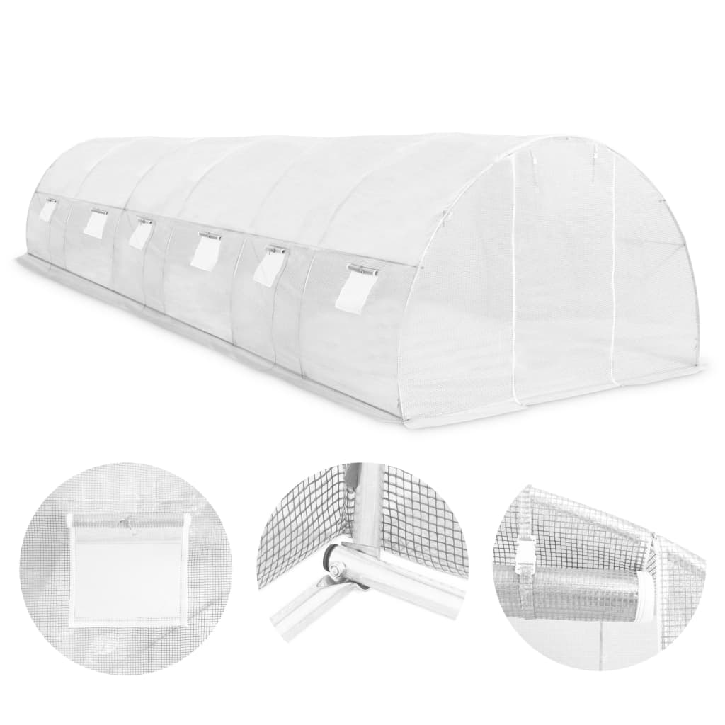 Тунелна оранжерия с 12 рафта, стомана, 143x214x196 см-VL45752 - Thumbnail 6