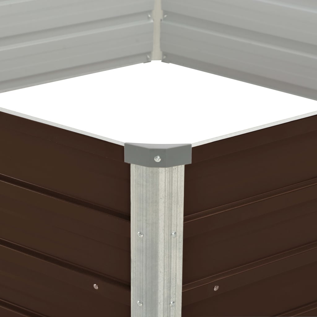 Повдигната леха, кафява, 129x129x46 см, поцинкована стомана - VL45710 - Image 4