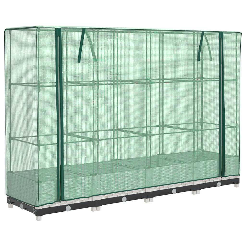 Повдигнато легло с оранжерия калъф, ратанов вид, 160x40x123 см - VL4015840 - Thumbnail 2