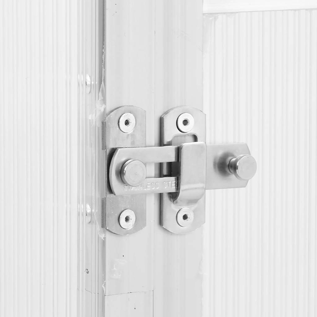 Оранжерия с основа рамка сребрист 334x169x195 см алуминий - Thumbnail 7