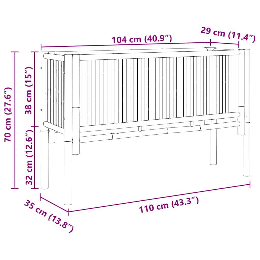 Повдигнато легло Кафяво 110 x 35 x 70 см бамбук - VL4106591 - Image 12