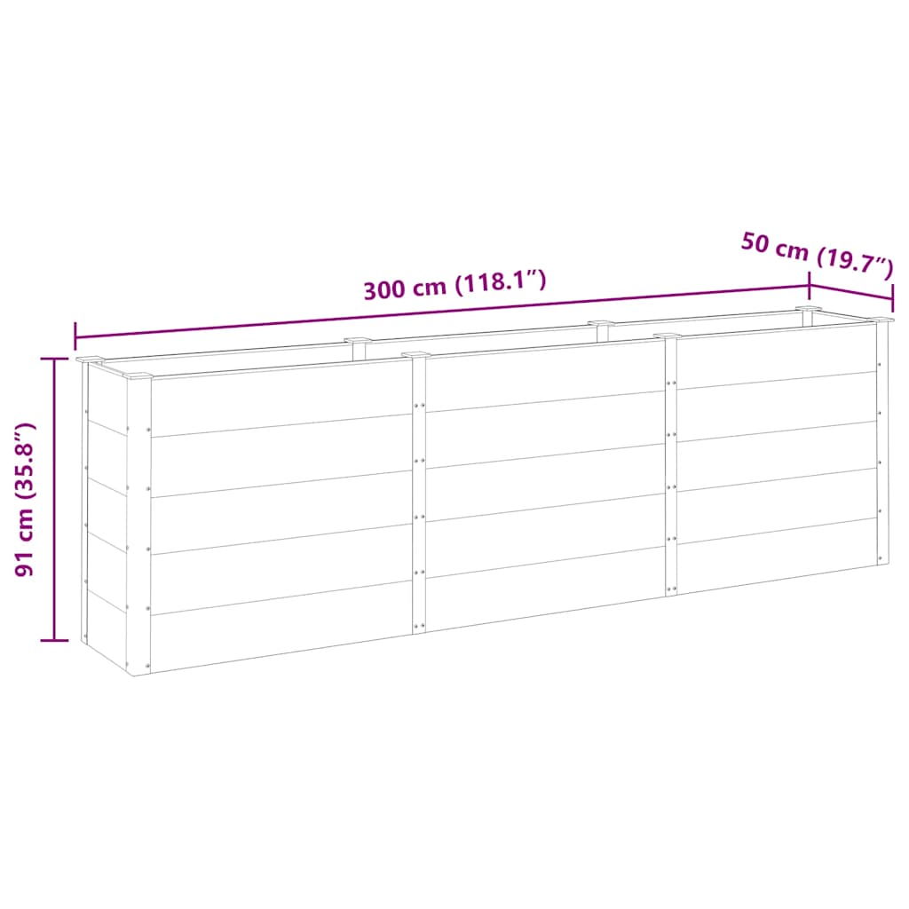 Градинска повдигната леха, сива, 300x50x91 см, WPC - VL318100 - Image 7