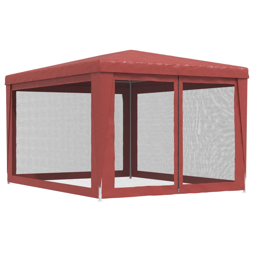 Парти палатка с 4 мрежести странични стени червена 3x4 м HDPE - VL319235 - Thumbnail 5