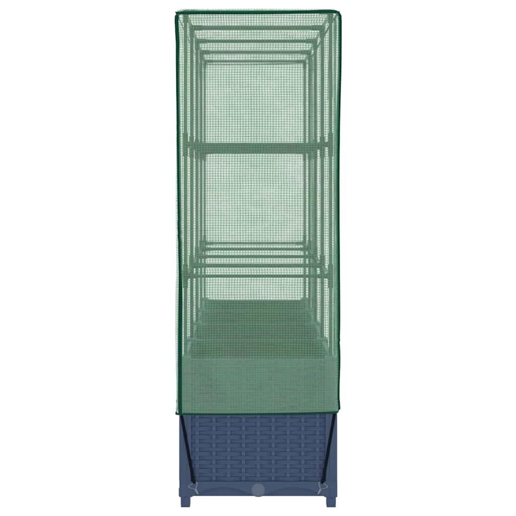 Повдигнато легло с покривало за оранжерия, ратанова имитация, 160x40x138 см - VL4015830 - Thumbnail 5