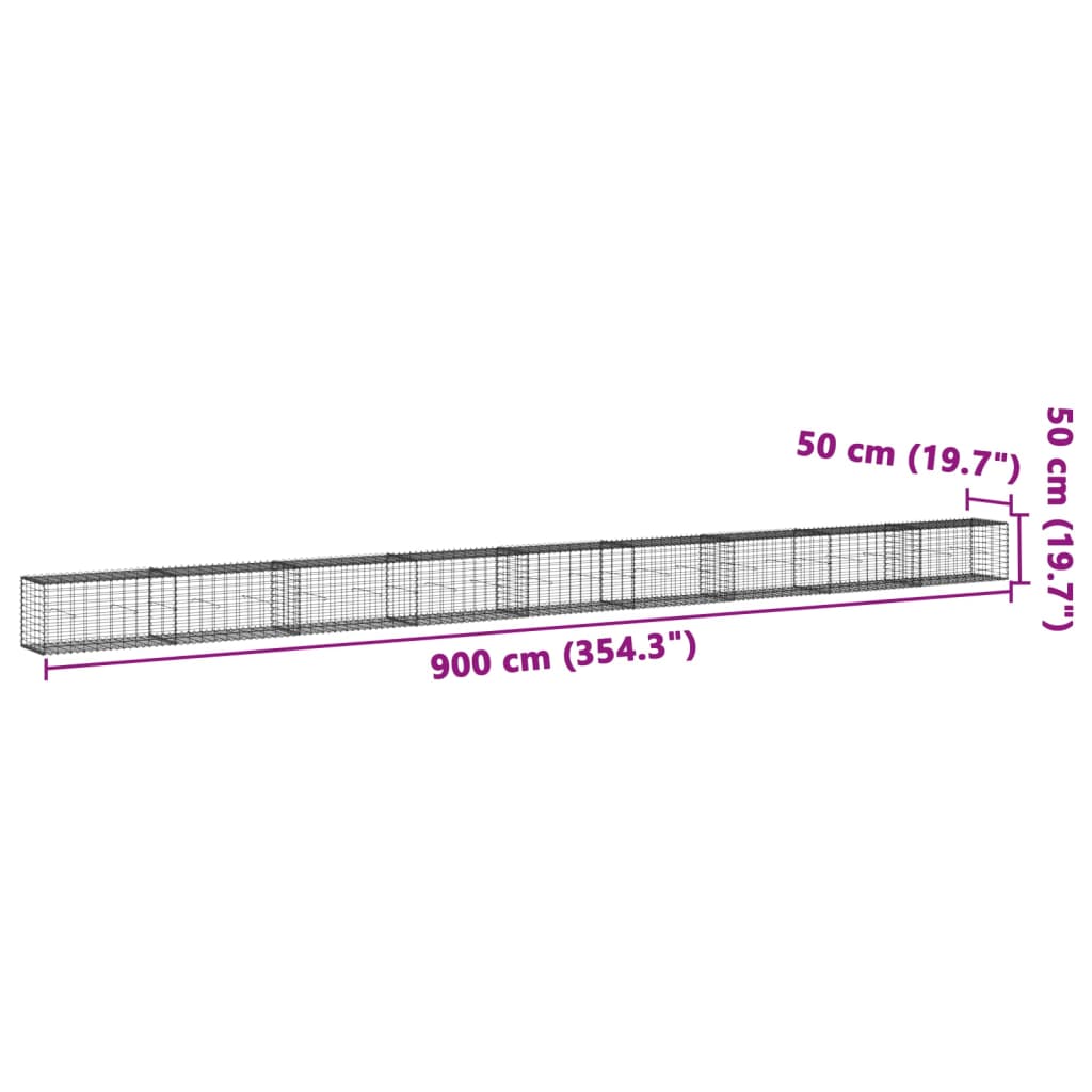 Габионна кошница с покритие, 900x50x50 см, поцинковано желязо - VL3295140 - Thumbnail 7