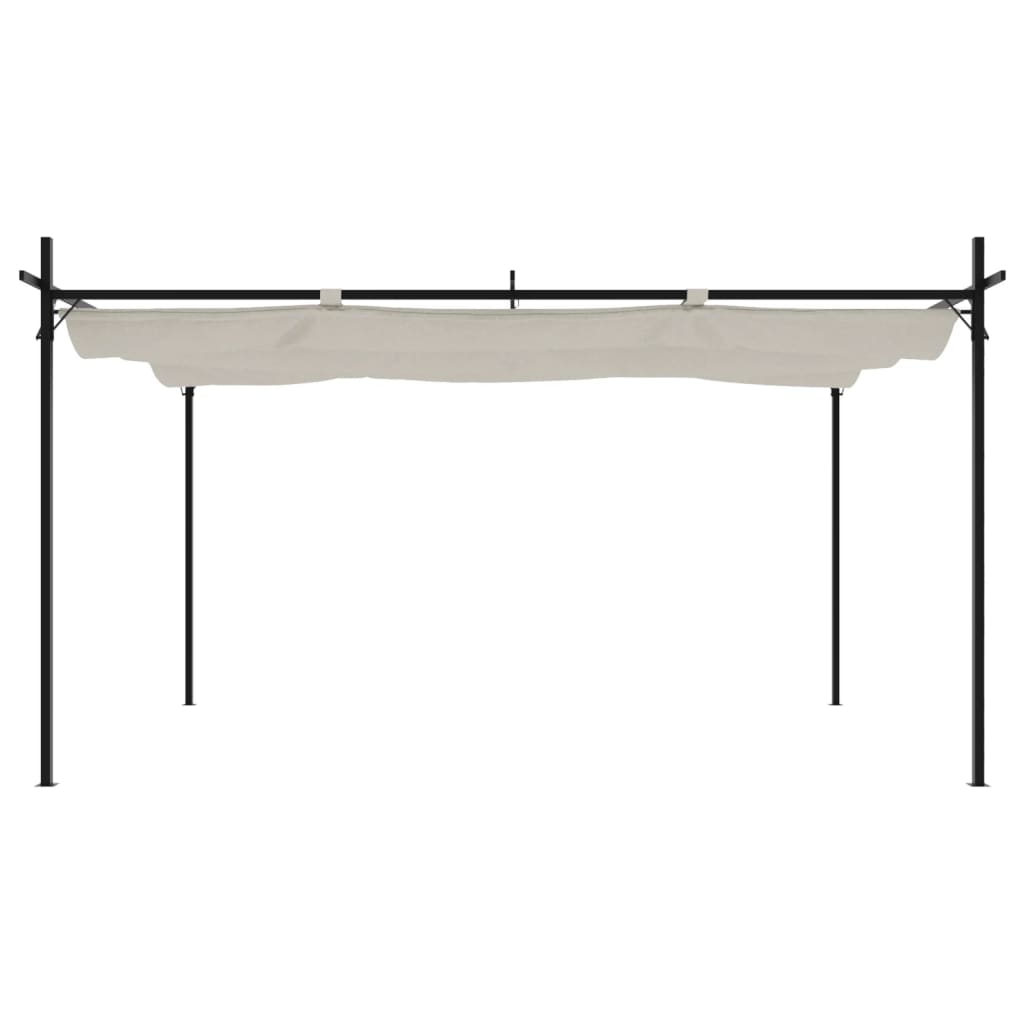 Пергола с прибиращ се покрив кремава 395x292x230 см - VL360117 - Thumbnail 3