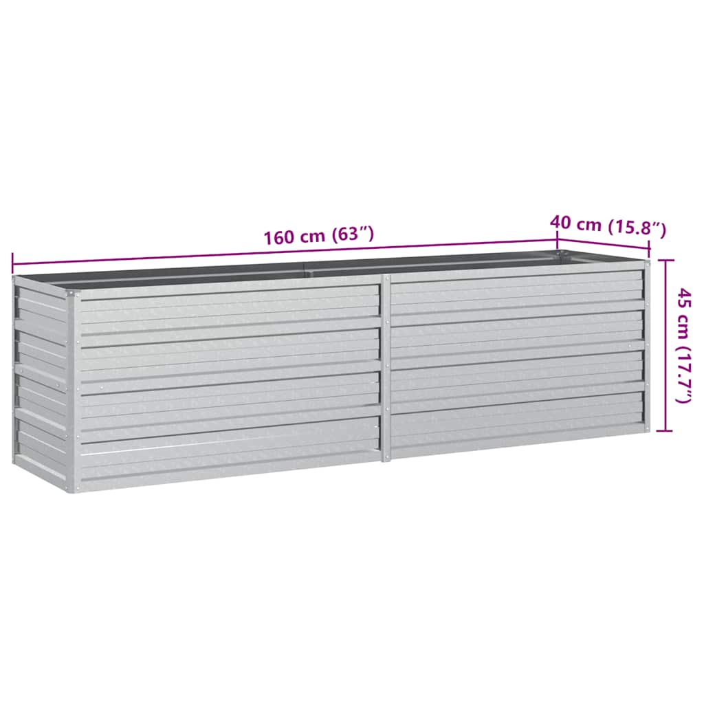 Повдигната градинска леха, 160x40x45 см, стомана, сребриста - VL316895 - Thumbnail 7