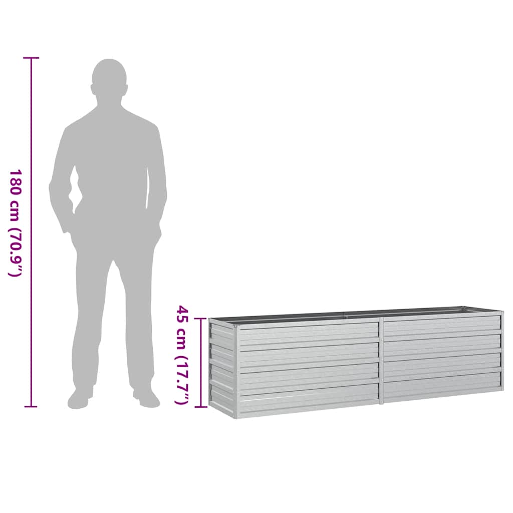 Повдигната градинска леха, 160x40x45 см, стомана, сребриста - VL316895 - Thumbnail 8