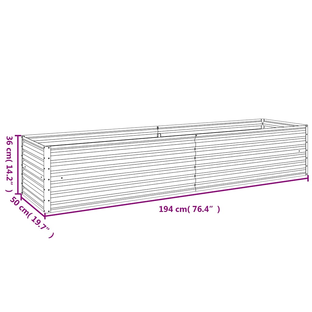 Повдигната градинска леха 194x50x36 см, кортенова стомана - VL151976 - Thumbnail 7