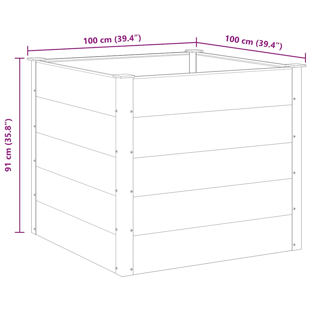 Градинска повдигната леха, WPC, 100x100x91 см, сива - VL43606 - Thumbnail 8