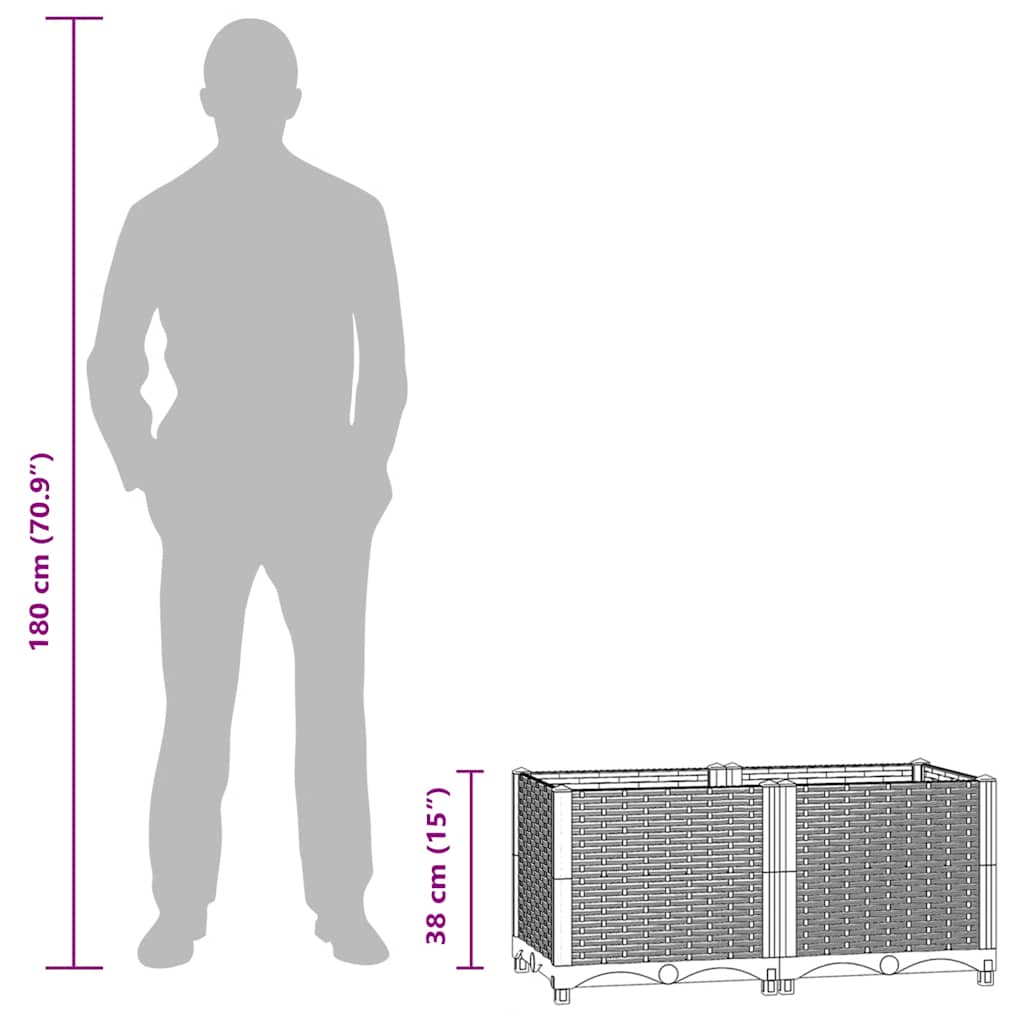 Повдигната леха, 80x40x38 см, полипропилен - VL153294 - Thumbnail 9