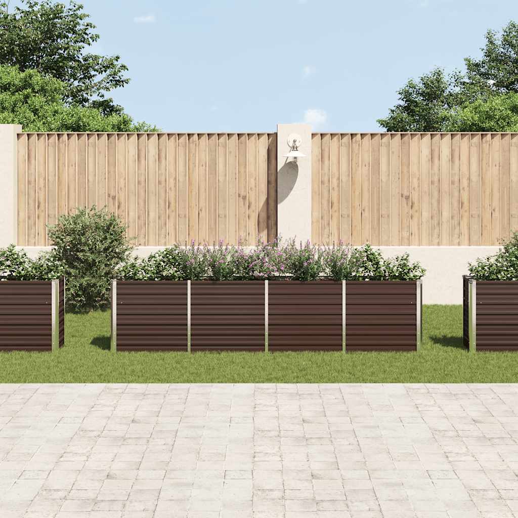 Повдигната леха, 320x40x77 см, поцинкована стомана, кафява - VL47050 - Image 3