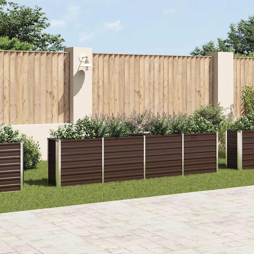 Повдигната леха, 320x40x77 см, поцинкована стомана, кафява - VL47050