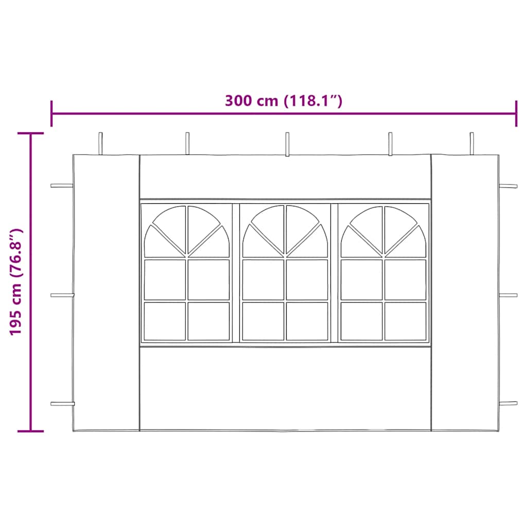 Странични стени за парти шатра, 2 бр, с прозорци, PE, сини - VL45115 - Thumbnail 10