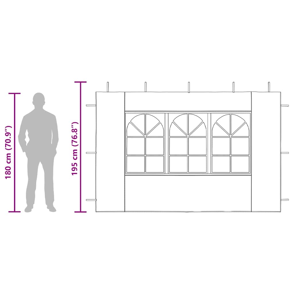 Странични стени за парти шатра, 2 бр, с прозорци, PE, сини - VL45115 - Thumbnail 11