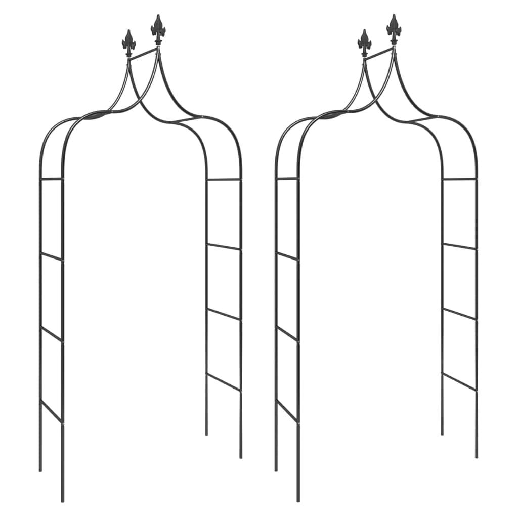 Градински арки, 2 бр, черни, 120x38x260 см, стомана - Thumbnail 2