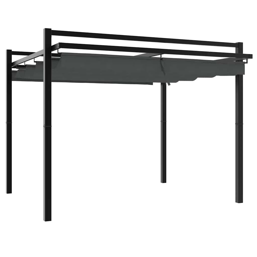 Градински навес с прибиращ се покрив, антрацит, 3x3 м, алуминий - VL4003969 - Thumbnail 6