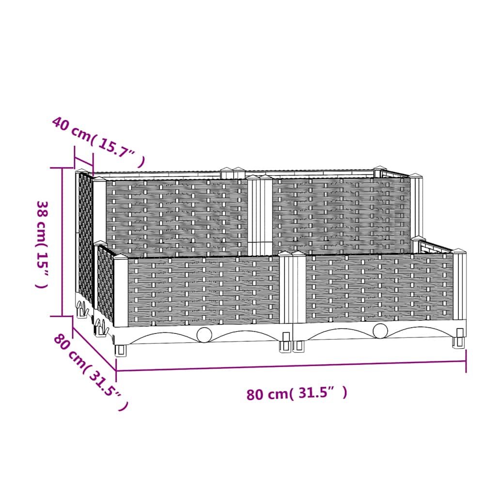 Повдигната леха, 80x80x38 см, полипропилен - VL316538 - Image 7