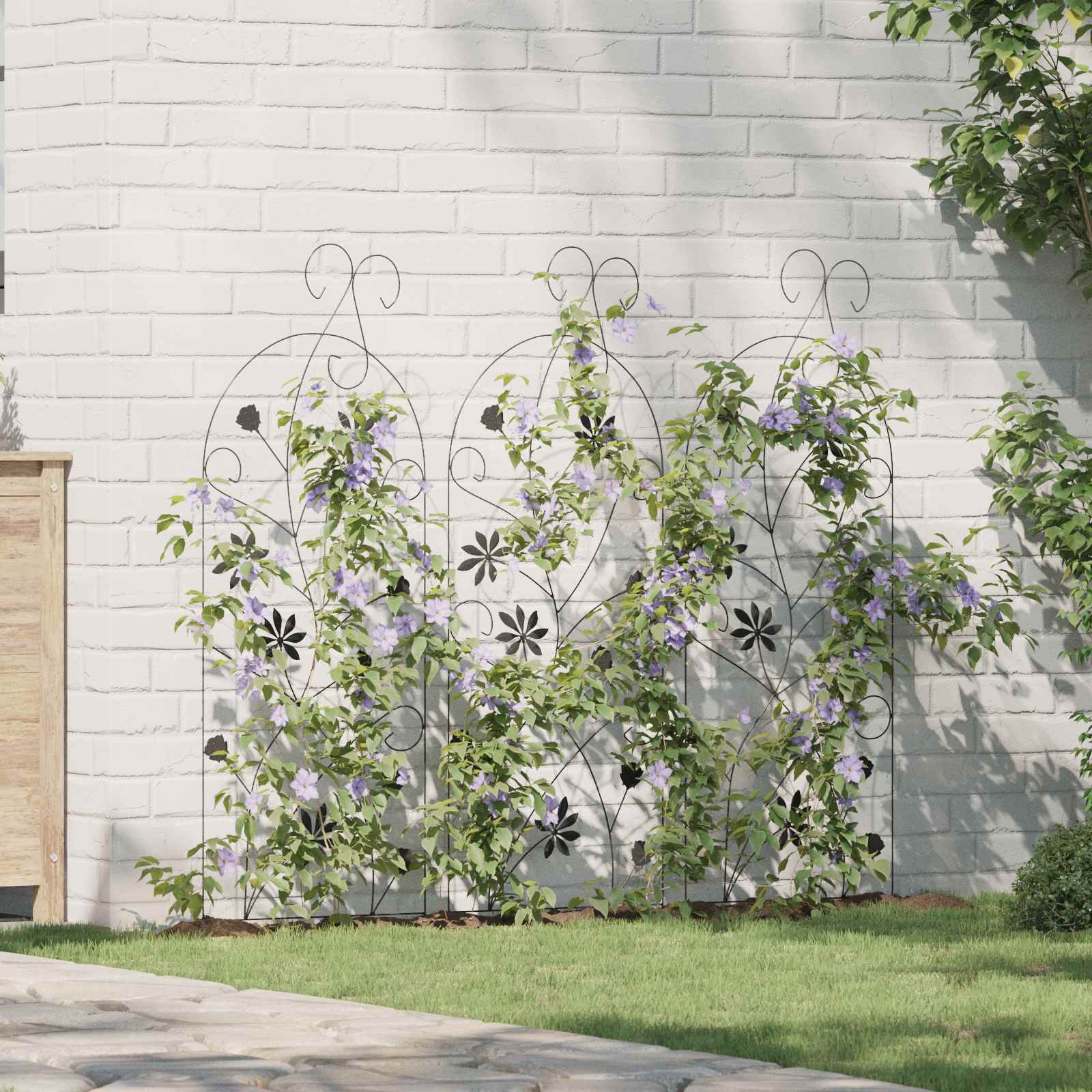 Градска ограда с заключване 3 pcs Черно 112 x 39,5 см Стомана - VL42021360