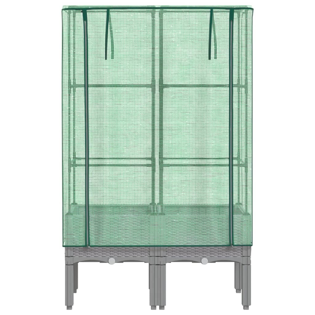 Повдигнато легло с оранжерия калъф, ратанов вид, 80x40x140 см - VL4015861 - Thumbnail 4