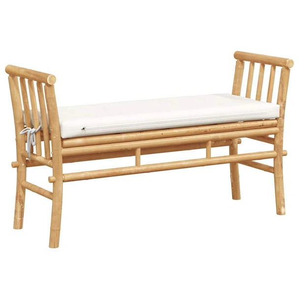 Градинска пейка с възглавница 110 × 38 × 65 см кафява — бамбук - Image 6