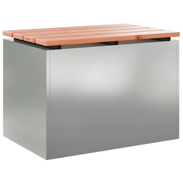 Сребриста пейка 60×40×43 см — поцинкована стомана + дугласка - Image 2