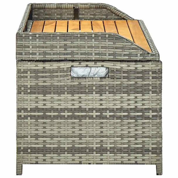 Пейка с ракла 120 × 50 × 50 см сива — PE ратан — акация и стомана - Image 6