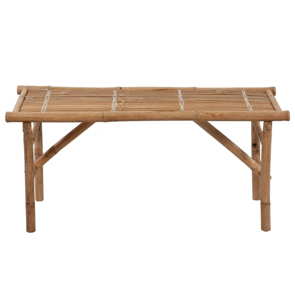 Сгъваема пейка 118x38x45 см кафява — бамбук — червено каре (3 см) - Image 3