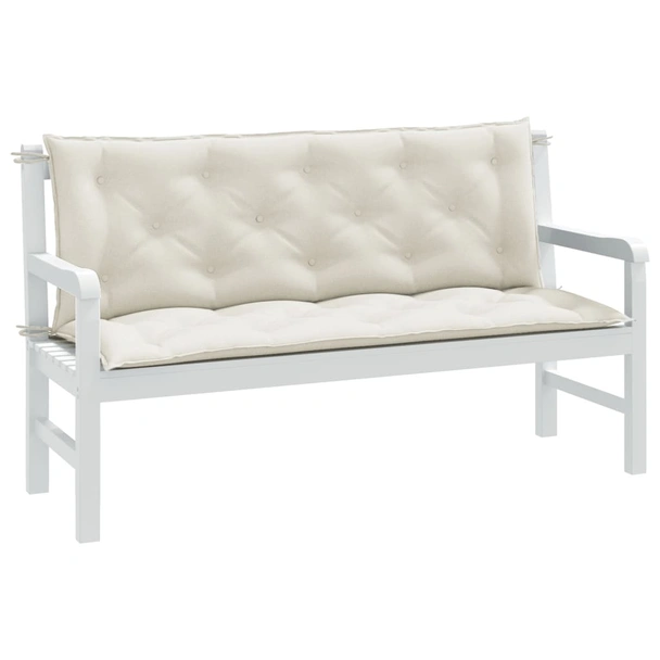 Възглавници за пейка 150x50x7 см кремави — комплект 2 бр