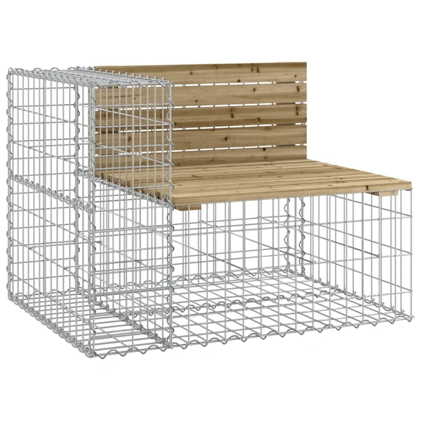 Градинска пейка с габион 184 × 71 × 65,5 см — импрегниран бор — 2 части - Image 3