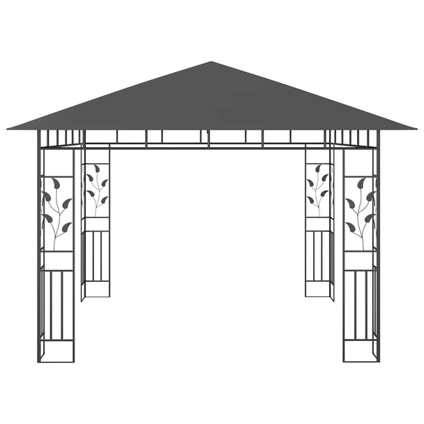 Шатра 3 x 3 м таупе — полиестер 180 г/м² — мрежа и LED — стомана - Image 7