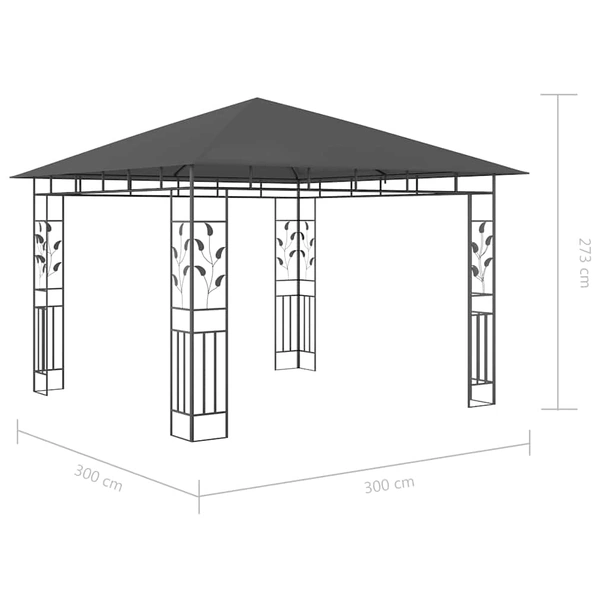 Шатра 3 x 3 м таупе — полиестер 180 г/м² — мрежа и LED — стомана - Image 11