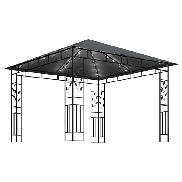 Шатра 3 x 3 м таупе — полиестер 180 г/м² — мрежа и LED — стомана - Image 4