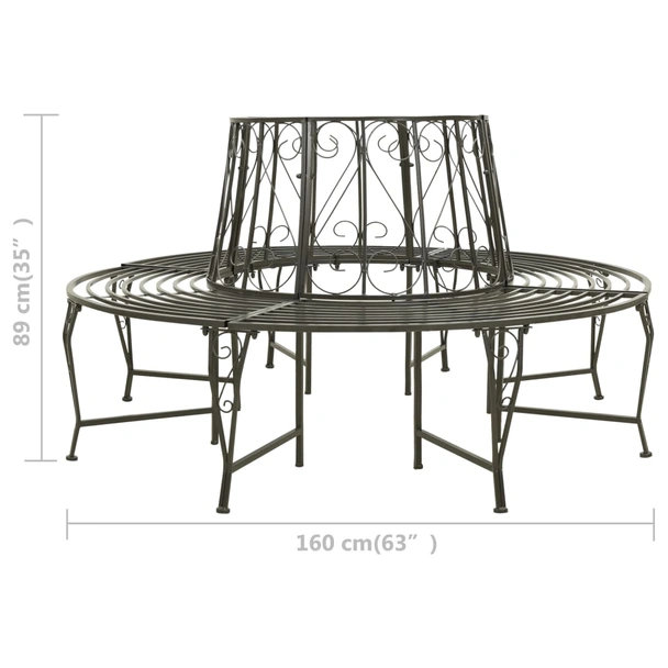 Пейка за около дърво Ø160 см сребристосива — стомана - Image 7