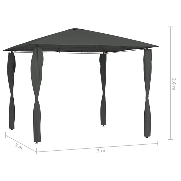 Шатра 3 x 3 м антрацит — текстил 160 г/м² — покривала на стълбове - Image 4