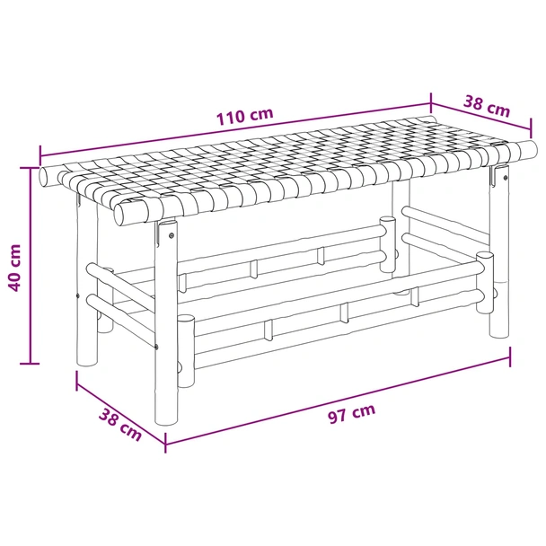 Градинска пейка 110 × 38 × 40 см — бамбук — правоъгълна - Image 4