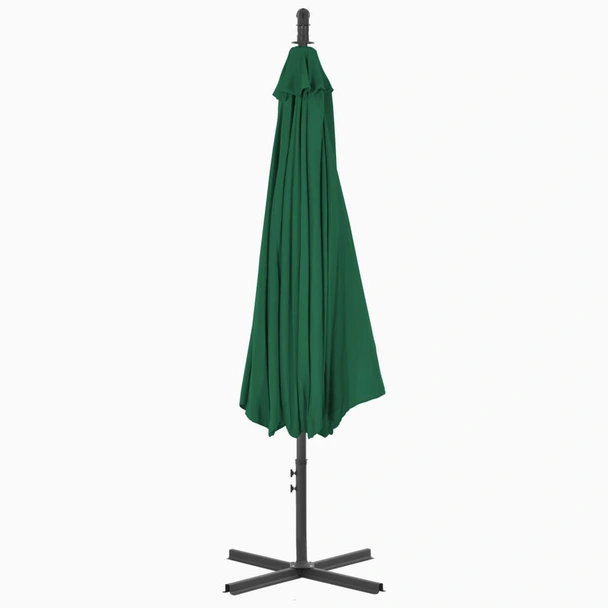 Конзолен градински чадър 3 м зелен — полиестер — със стойка — стоманена - Image 4