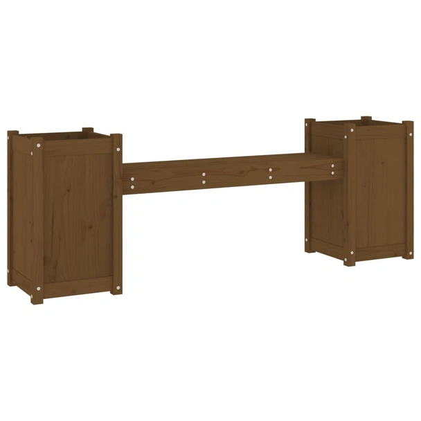 Пейка с 2 саксии 180×36×63 см меденокафява — борово дърво - Image 6