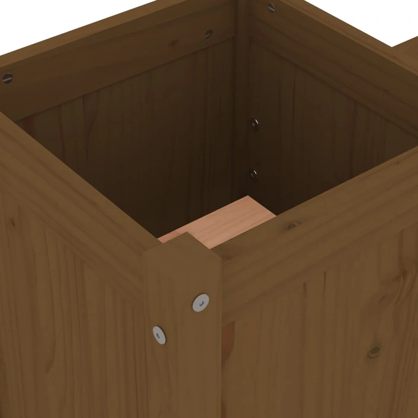 Пейка с 2 саксии 180×36×63 см меденокафява — борово дърво - Image 7