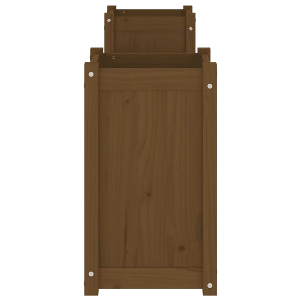 Пейка с 2 саксии 180×36×63 см меденокафява — борово дърво - Image 5