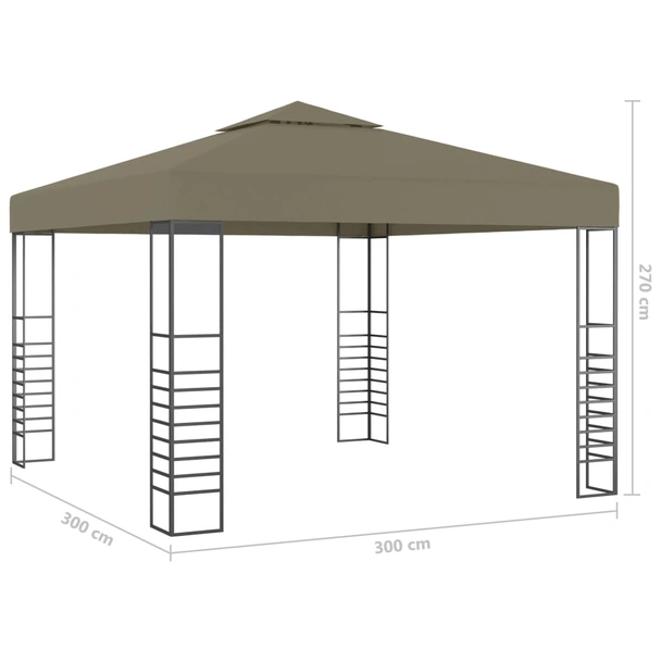 Градинска шатра 3 x 3 м таупе — полиестер 180 г/м² — LED стрингове — стомана - Image 9