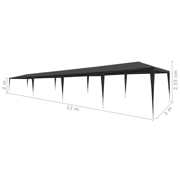 Парти шатра 12 x 3 м антрацит — полиетилен — със страници - Image 6