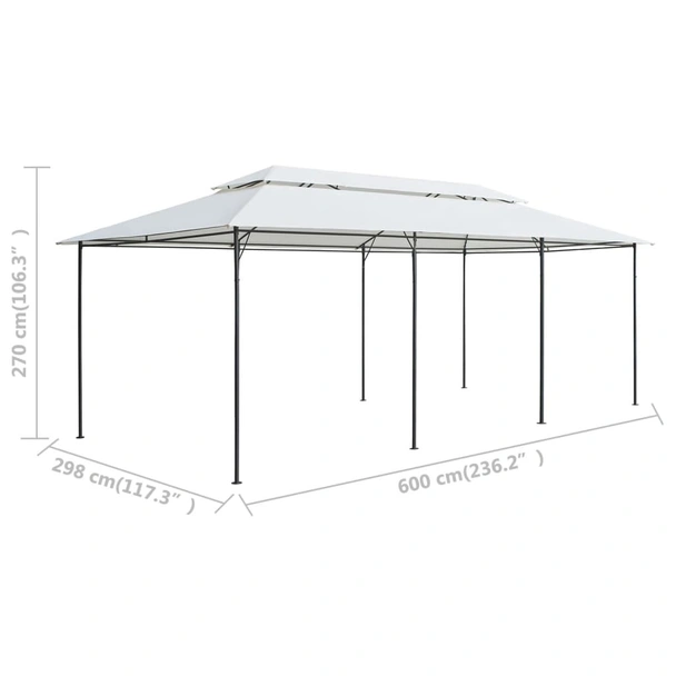 Шатра 6 x 3 м бяла — полиестер 180 г/м² — PA покритие — стомана - Image 6